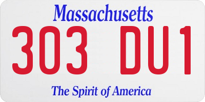 MA license plate 303DU1