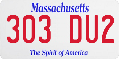 MA license plate 303DU2