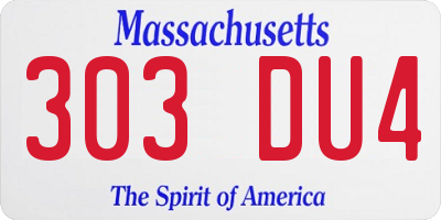 MA license plate 303DU4