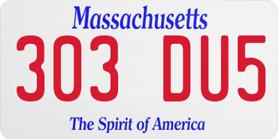 MA license plate 303DU5