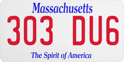 MA license plate 303DU6