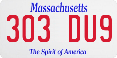 MA license plate 303DU9