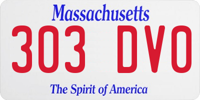 MA license plate 303DV0