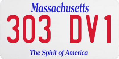 MA license plate 303DV1