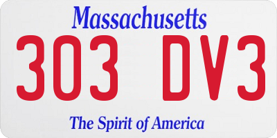 MA license plate 303DV3
