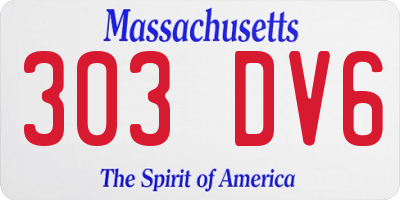 MA license plate 303DV6