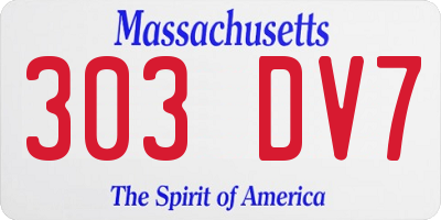 MA license plate 303DV7