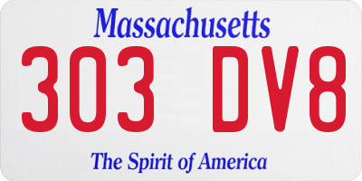 MA license plate 303DV8