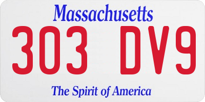 MA license plate 303DV9