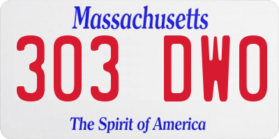 MA license plate 303DW0
