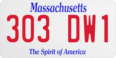 MA license plate 303DW1