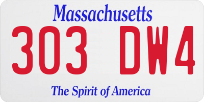 MA license plate 303DW4