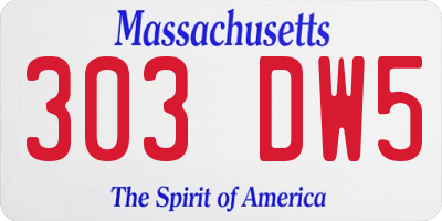 MA license plate 303DW5