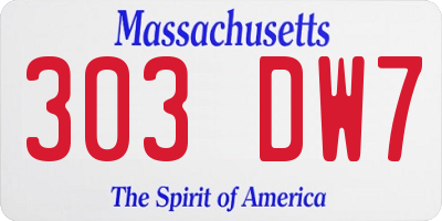 MA license plate 303DW7