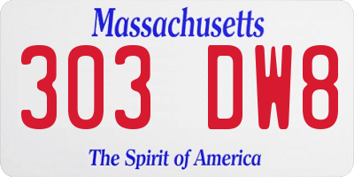 MA license plate 303DW8