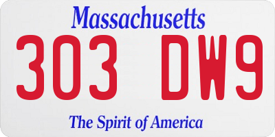 MA license plate 303DW9