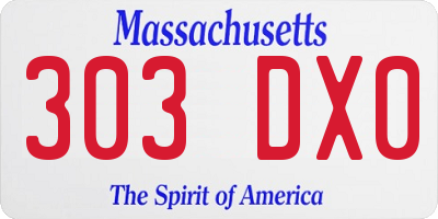 MA license plate 303DX0
