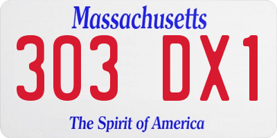 MA license plate 303DX1