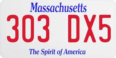 MA license plate 303DX5