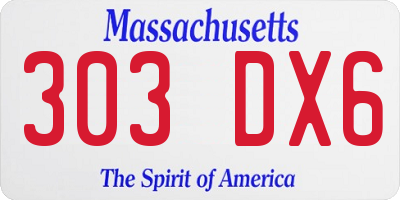 MA license plate 303DX6