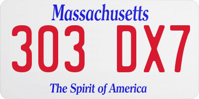 MA license plate 303DX7