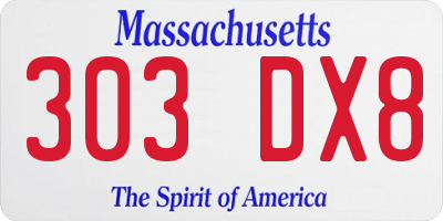 MA license plate 303DX8