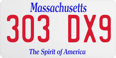 MA license plate 303DX9