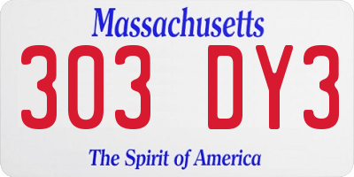 MA license plate 303DY3