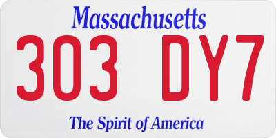 MA license plate 303DY7