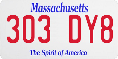MA license plate 303DY8