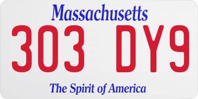 MA license plate 303DY9