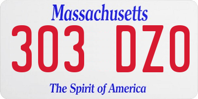 MA license plate 303DZ0