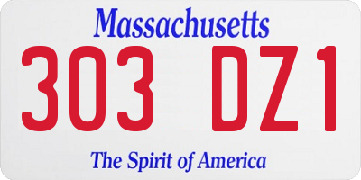 MA license plate 303DZ1