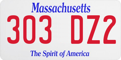 MA license plate 303DZ2