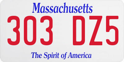 MA license plate 303DZ5
