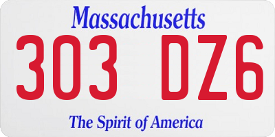 MA license plate 303DZ6