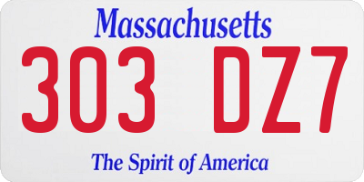 MA license plate 303DZ7