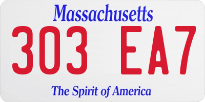 MA license plate 303EA7