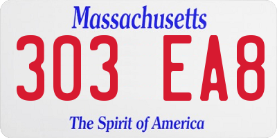 MA license plate 303EA8