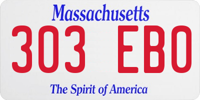 MA license plate 303EB0
