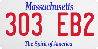 MA license plate 303EB2