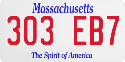 MA license plate 303EB7
