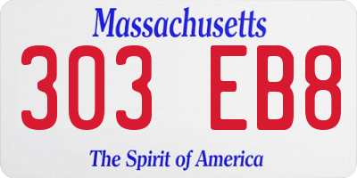 MA license plate 303EB8