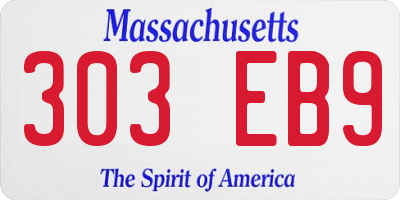 MA license plate 303EB9