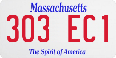 MA license plate 303EC1