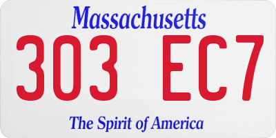 MA license plate 303EC7
