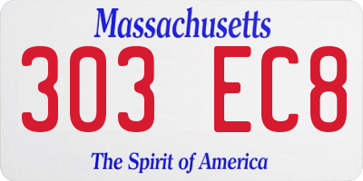 MA license plate 303EC8