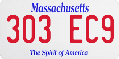 MA license plate 303EC9