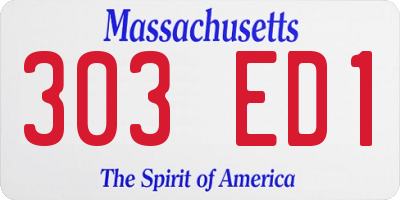 MA license plate 303ED1