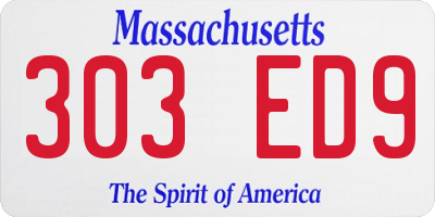 MA license plate 303ED9
